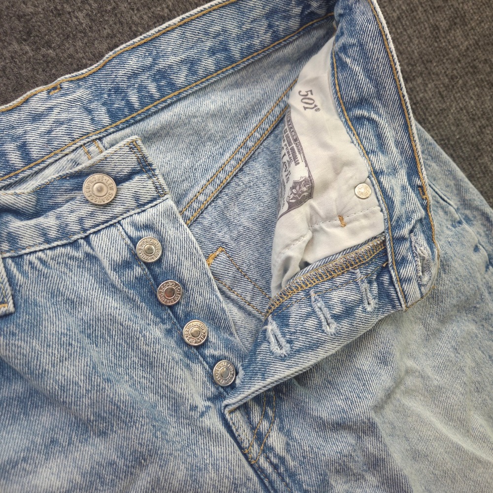Levi's 501 Women Light Wash Cotton Distressed Straight Fit Button Fly Jeans